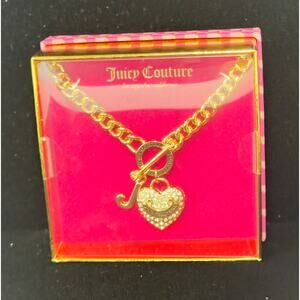 Juicy Couture Women's Necklace Gold Heart with J Charm Gold Chain New Gift Box